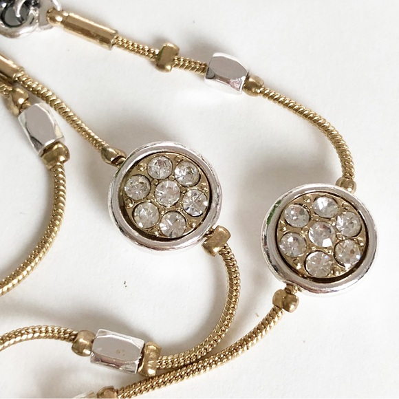 Three Stranded Silver and Gold Tone Beaded Adjustable Bracelet - Picture 5 of 16